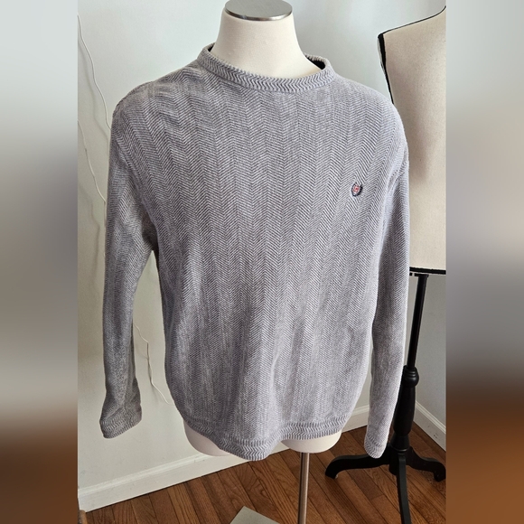 Chaps Mens 90s Sweater Gray Cream XL - Picture 1 of 6